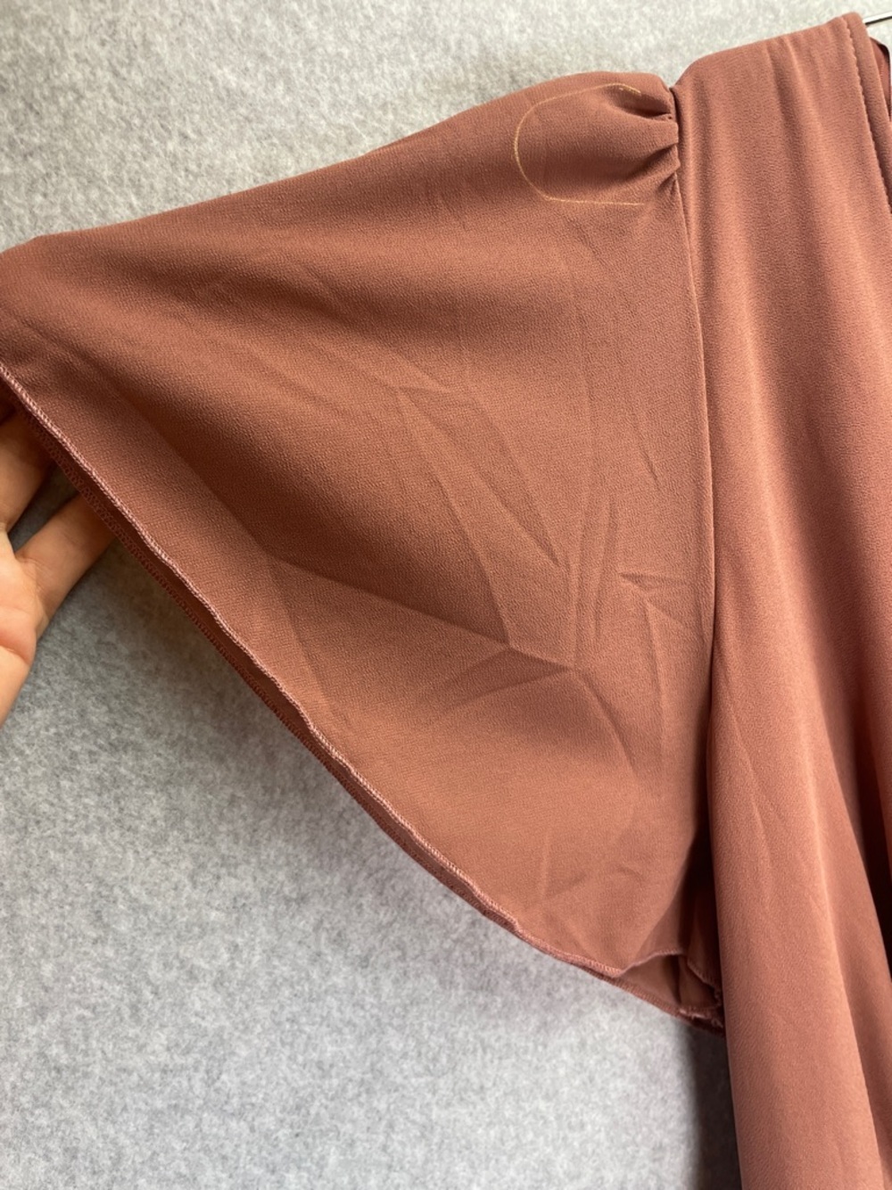 Baltic Born Chiffon Kristina Maxi V Neck Flutter Sleeve Dress in Rosey Brown NWT - Picture 6 of 9